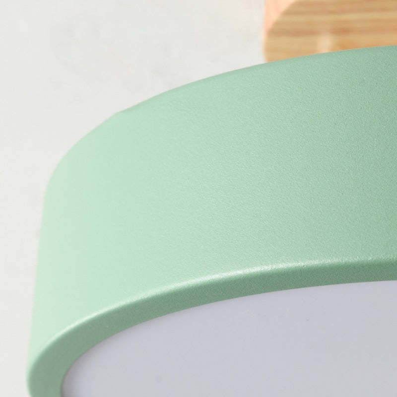 Arisha Moderna Redonda Madera/Acrílica Lámpara de Techo Negra/Rosa/Verde/Madera