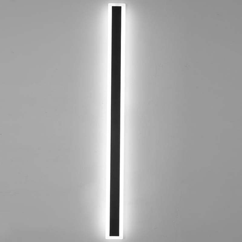 Edge Moderna Lineal Metal Aplique de Pared Exterior Negra