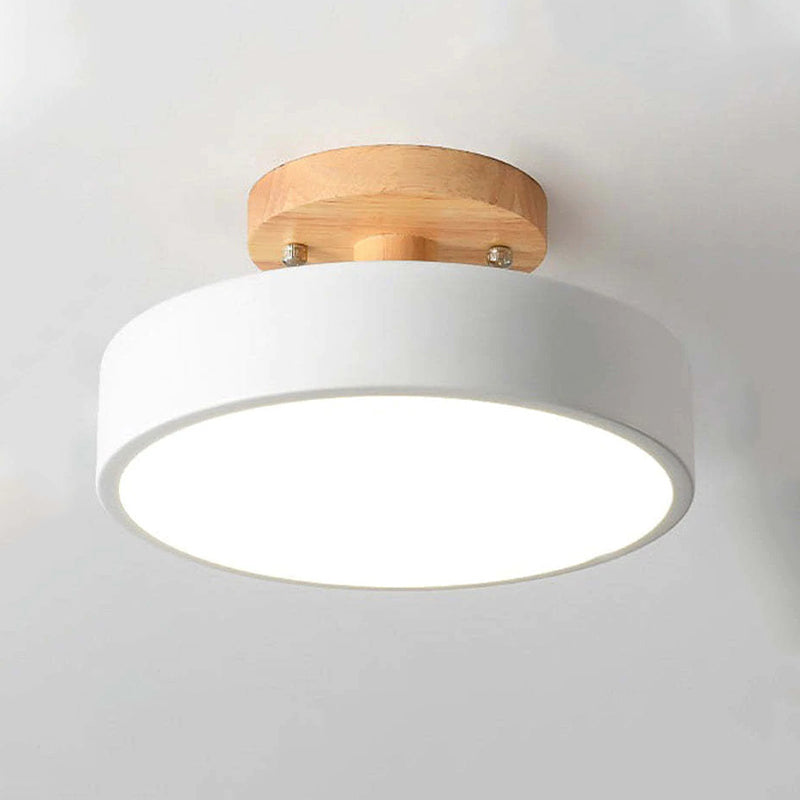Arisha Moderna Redonda Madera/Acrílica Lámpara de Techo Negra/Rosa/Verde/Madera