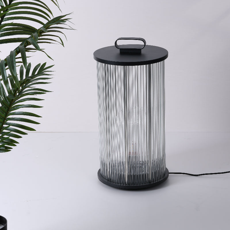 Mira Moderno Geométrico Metal/Vidrio Lámpara de Pie Exterior Negro