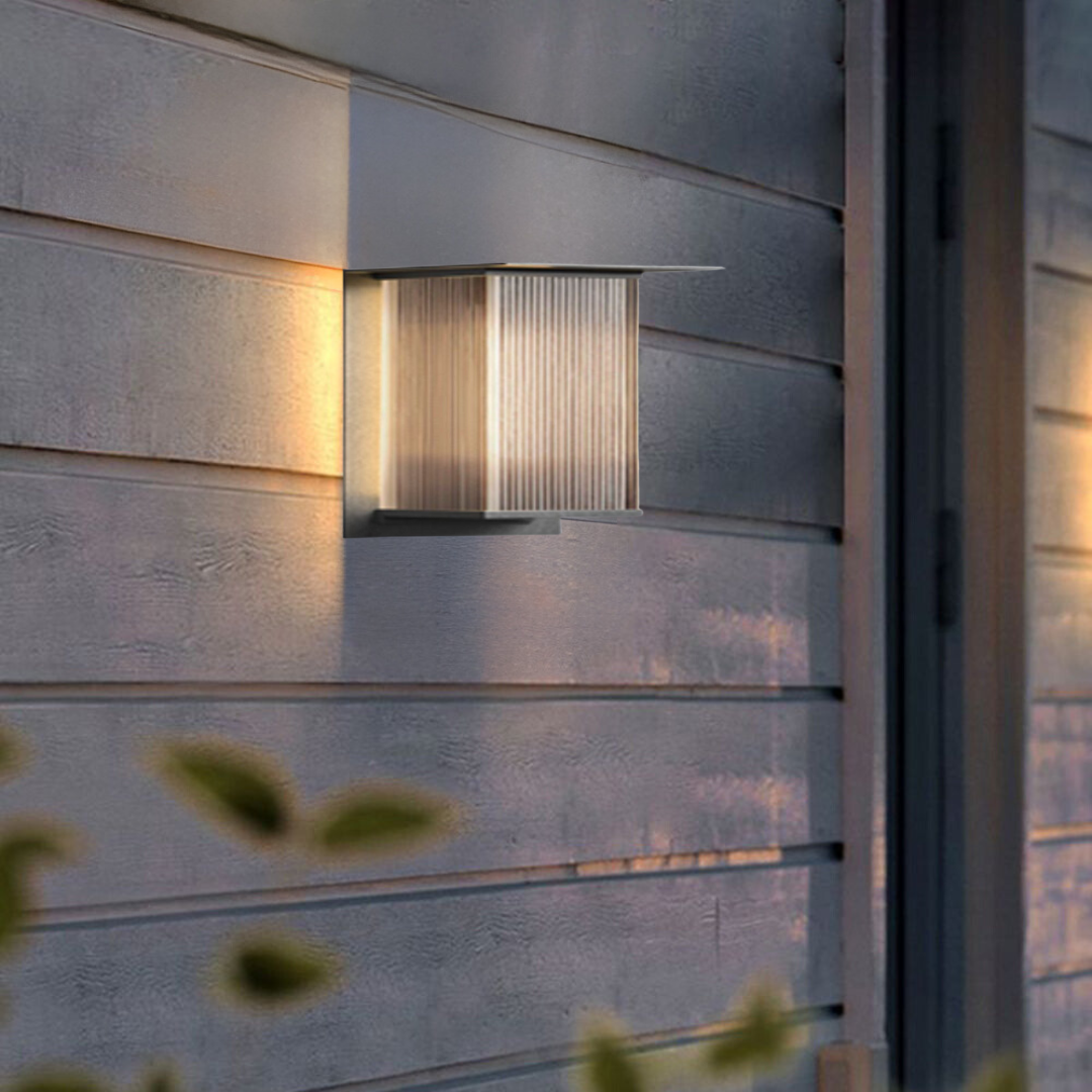 Ray Retro Cuboide Metal/Acrílico LED Aplique de Pared Exterior Negro