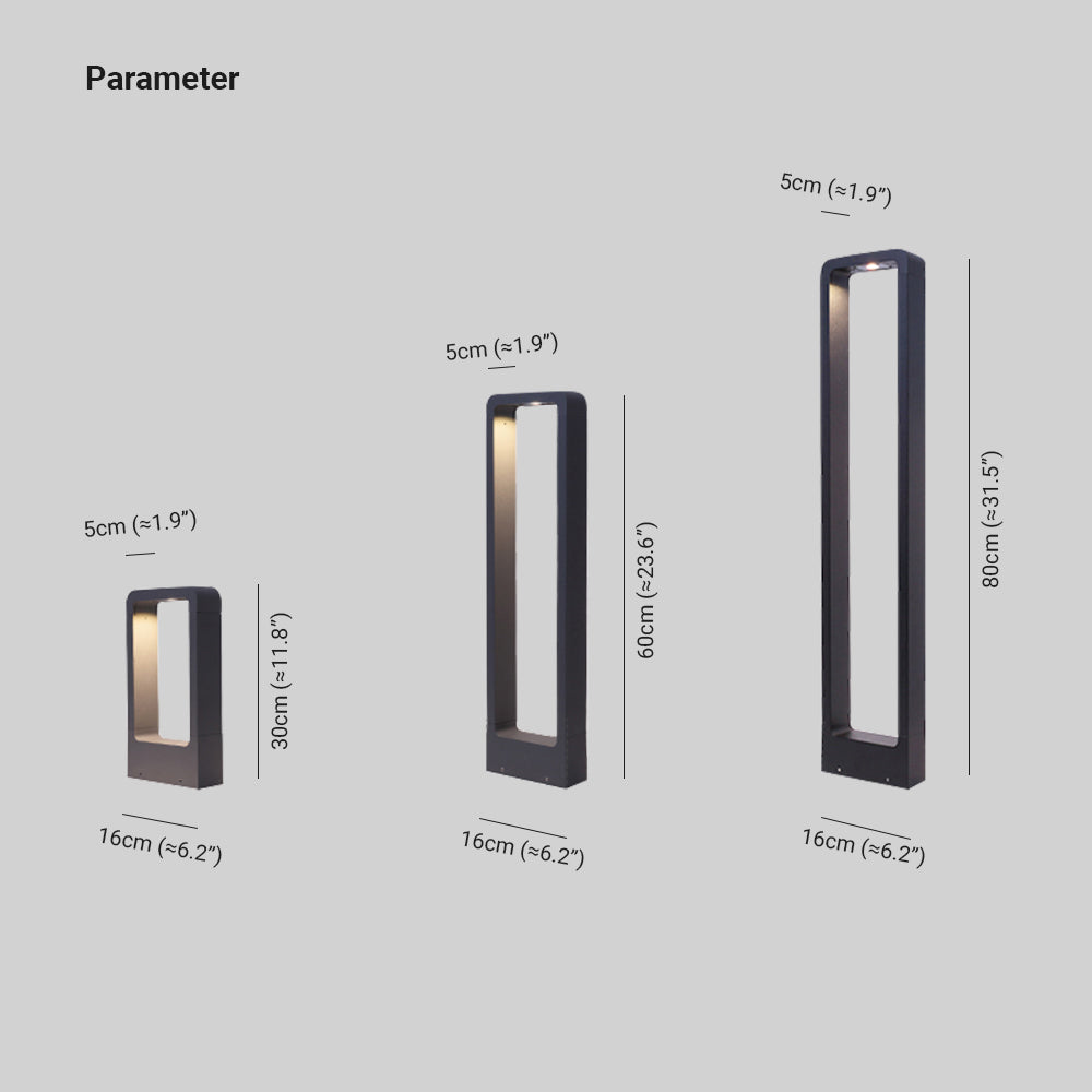 Ray Moderna Lámpara Exterior Rectangular Hueca de Metal, Negra