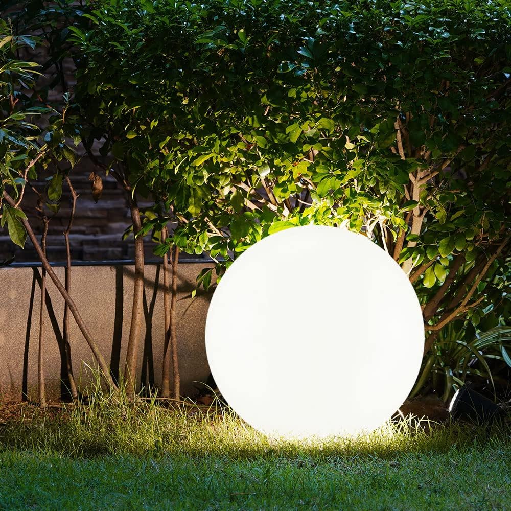 Mira Moderna Esfera Acrílico Luz Exterior Lámpara de Pie Blanca
