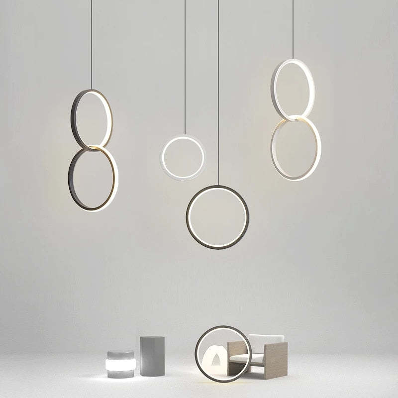 Arisha Minimalista Anillo Metal/Acrílico LED Lámpara Colgante Negra