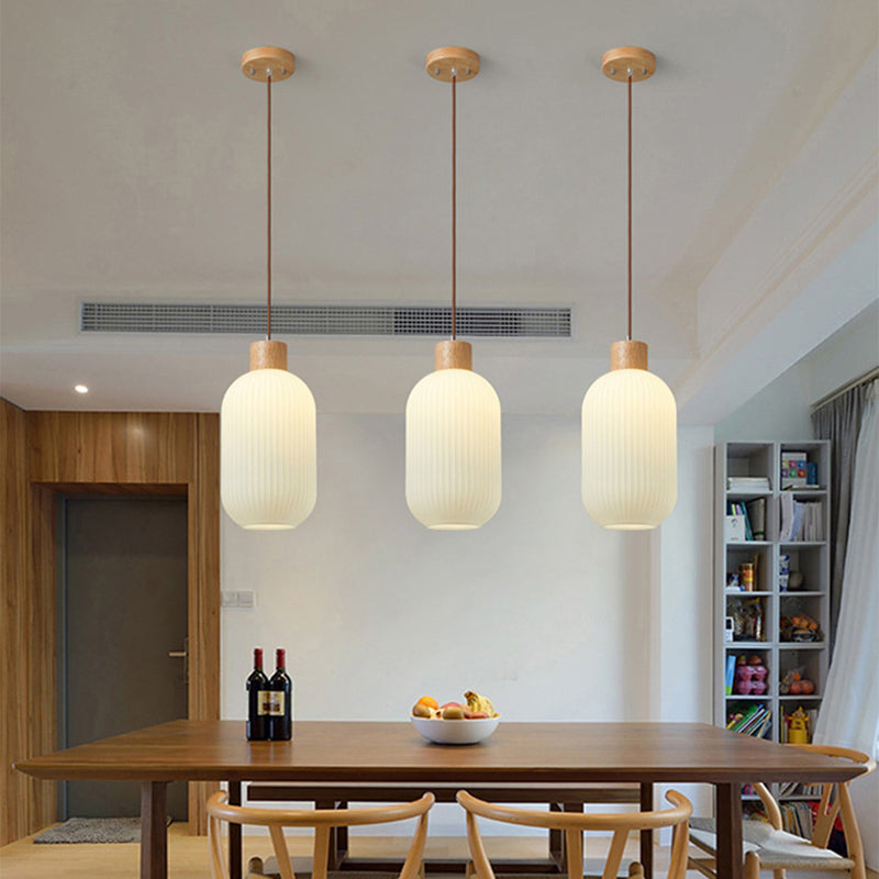 Muto Moderna Madera/Vidrio Lámpara Colgante Blanca