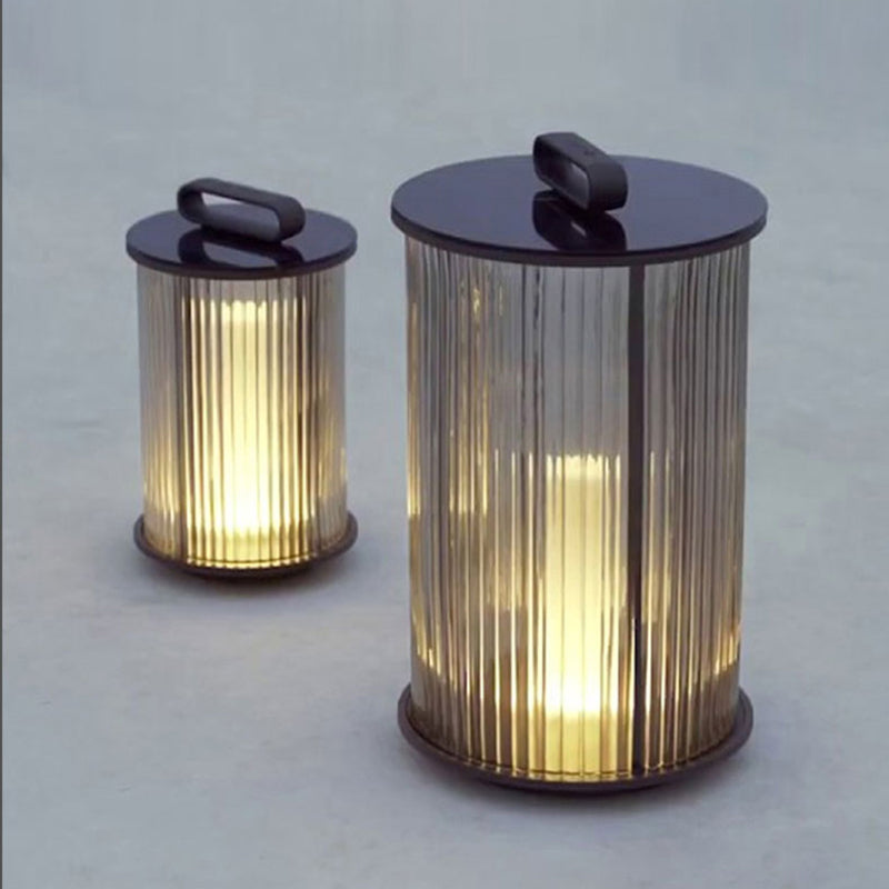 Mira Moderno Geométrico Metal/Vidrio Lámpara de Pie Exterior Negro