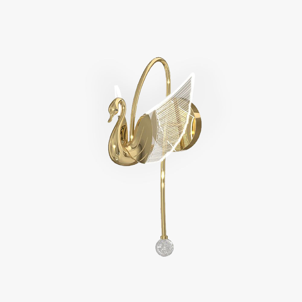 Arisha Decorativo Cisne Metal/Acrílico Aplique de Pared Oro Rosa/Dorado