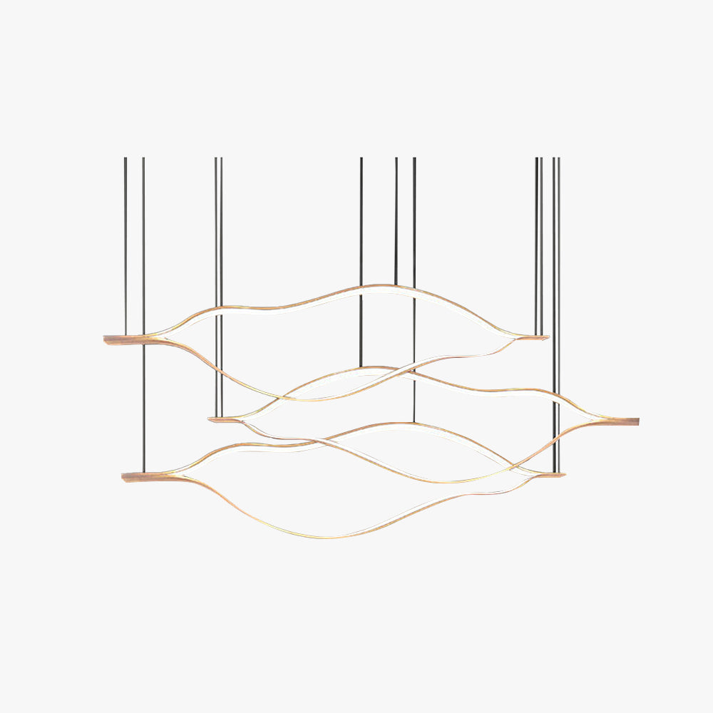 Arisha Moderna Geométrica Lineal Metal Lámpara Colgante Dorada