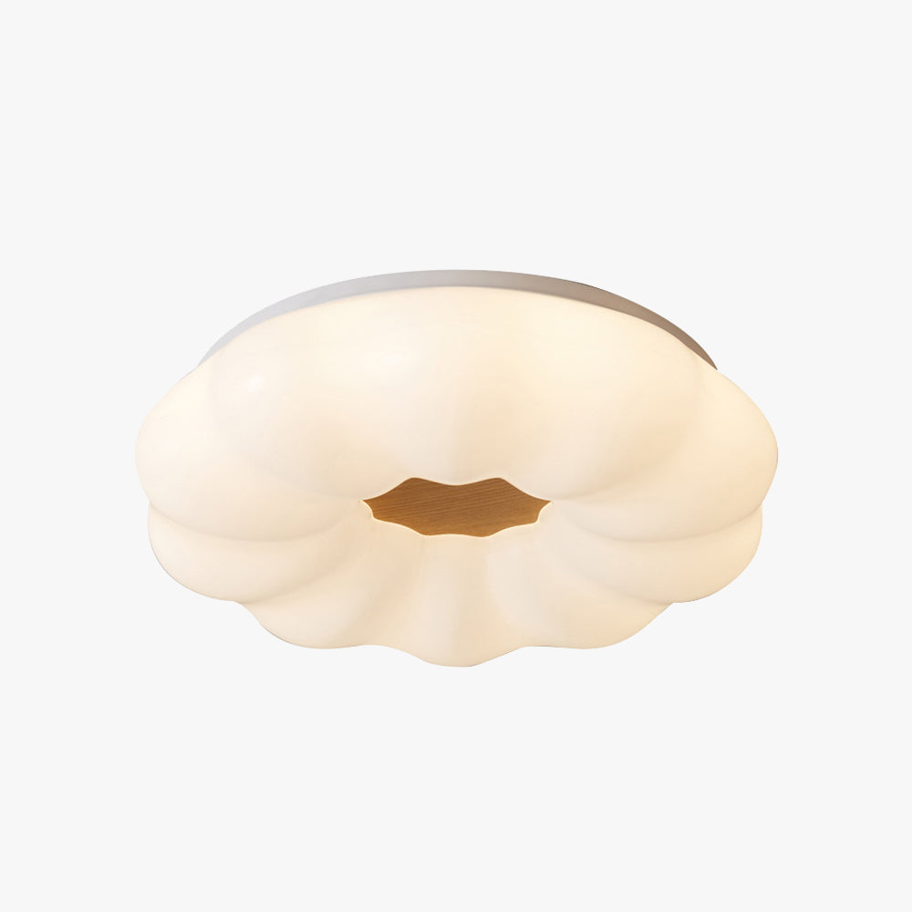 Muto Moderna Flor Acrílico/Madera Lámpara de Techo Blanca