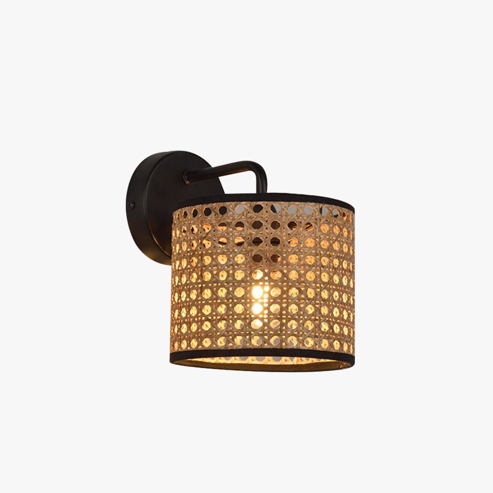 Ritta Rustico Cilíndrico Metal/Ratán Aplique de Pared Marrón