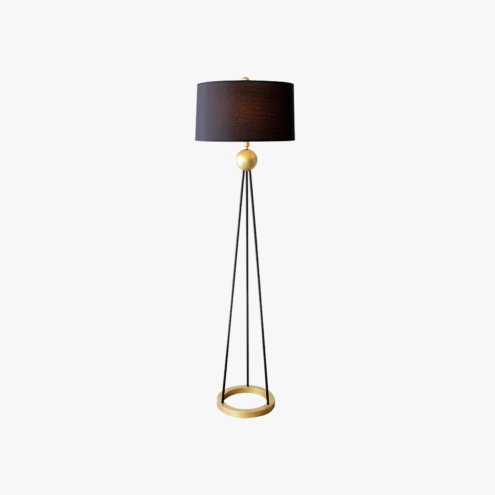Mira Simple Cilíndrica Metal/Textil Lámpara de Pie Negra