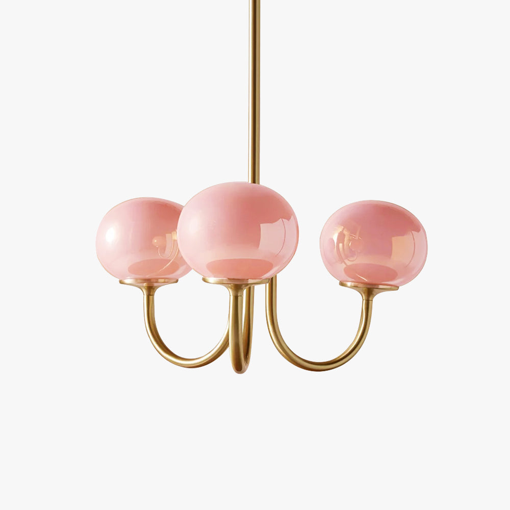 Valentina Diseño Bola Metal/Vidrio Lámpara de Araña Blanca/Rosa/Beige