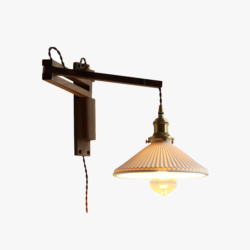 Muto Vintage Cerámica/Madera LED Aplique de Pared