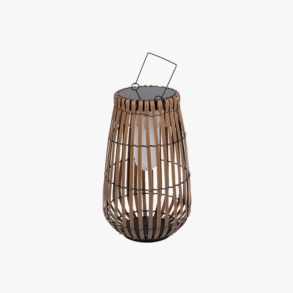 Muto Retro Linterna Metal Bambú Lámpara De Pie Exterior
