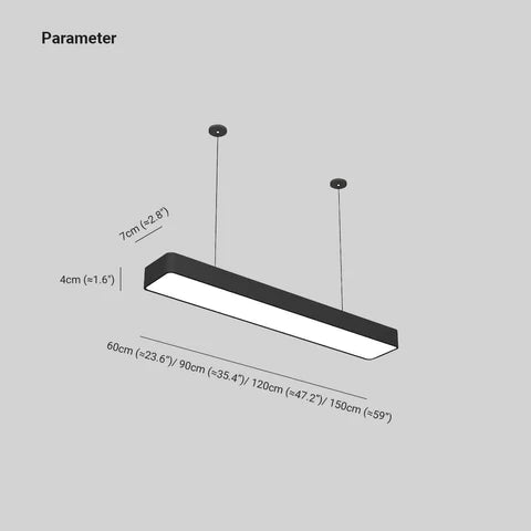 Arisha Minimalista Lámpara Colgante Rectangular LED Negra Acrílico Oficina