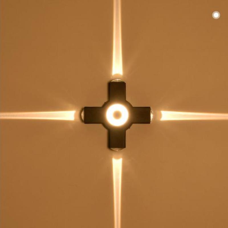 Ray Industrial LED Geométrico Metal/Acrílico Aplique de Pared Negro