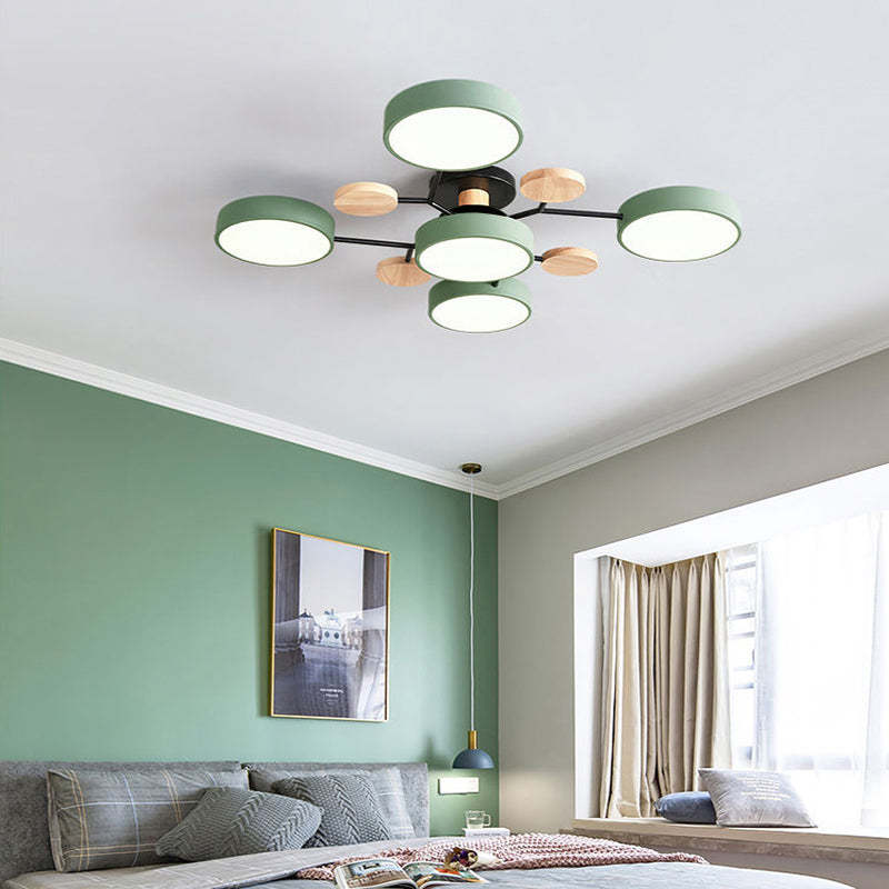 Muto Moderna Minimalista Redonda Metal/Acrílico Lámpara de Techo Blanco/Verde/Gris