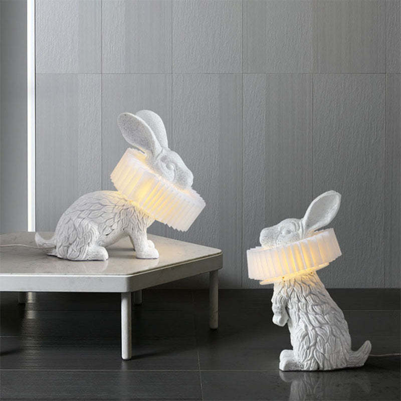 Arisha Moderna Diseño Resina Coneja Lámpara de Mesa Blanca