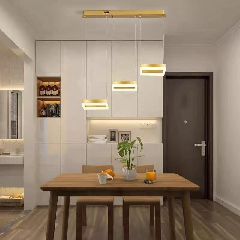 Arisha Minimalista Cuadrada Metal/Acrílico Lámpara Colgante Dorada