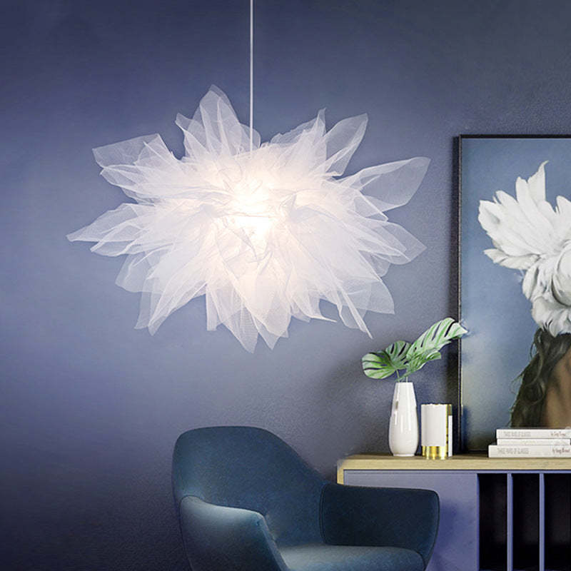 Bella Nórdica Diseño Flor Textil Lámpara Colgante Blanca