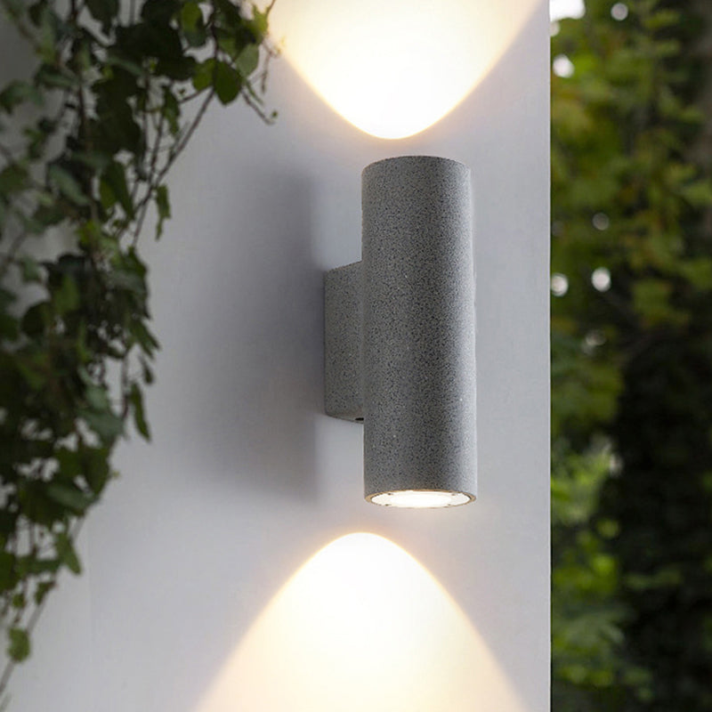 Orr Moderno Cilíndrico Cemento/Acrílico Aplique de Pared Exterior Negro/Blanco