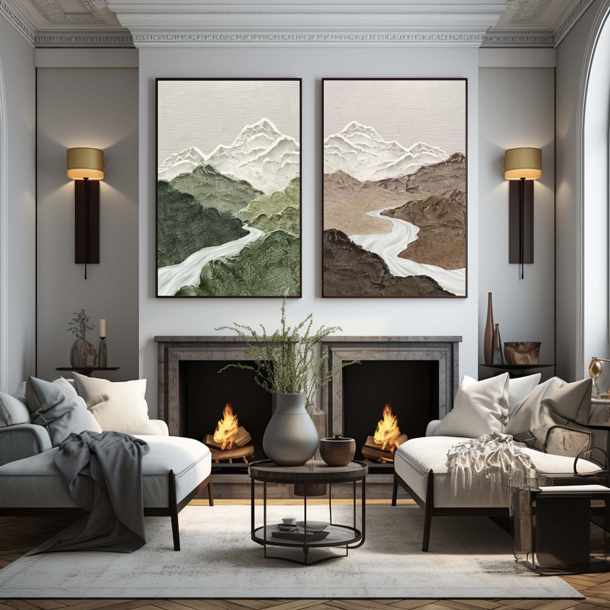 Rivers Conjunto de 2 Piezas de Arte Mural al Óleo Panorámico - Letslighting