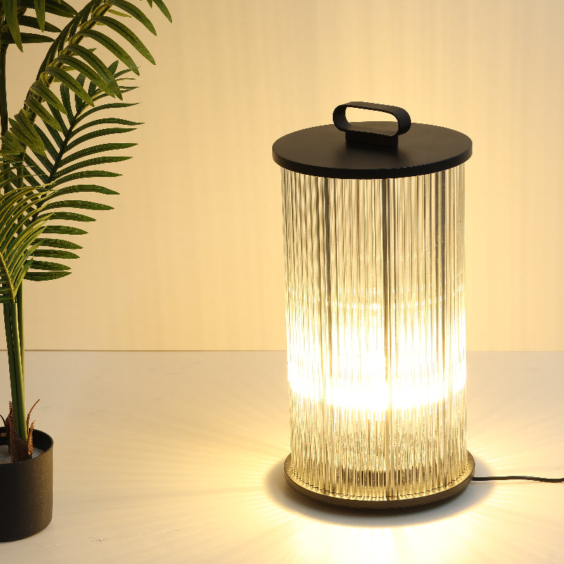 Mira Moderno Geométrico Metal/Vidrio Lámpara de Pie Exterior Negro