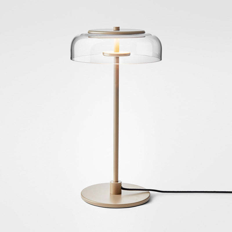 Arisha Moderna Diseño Vidrio/Metal Lámpara de Mesa Dorada/Madera