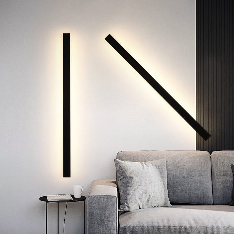 Edge Minimalista Lineal Metal Acrílico Aplique de Pared Exterior Negro