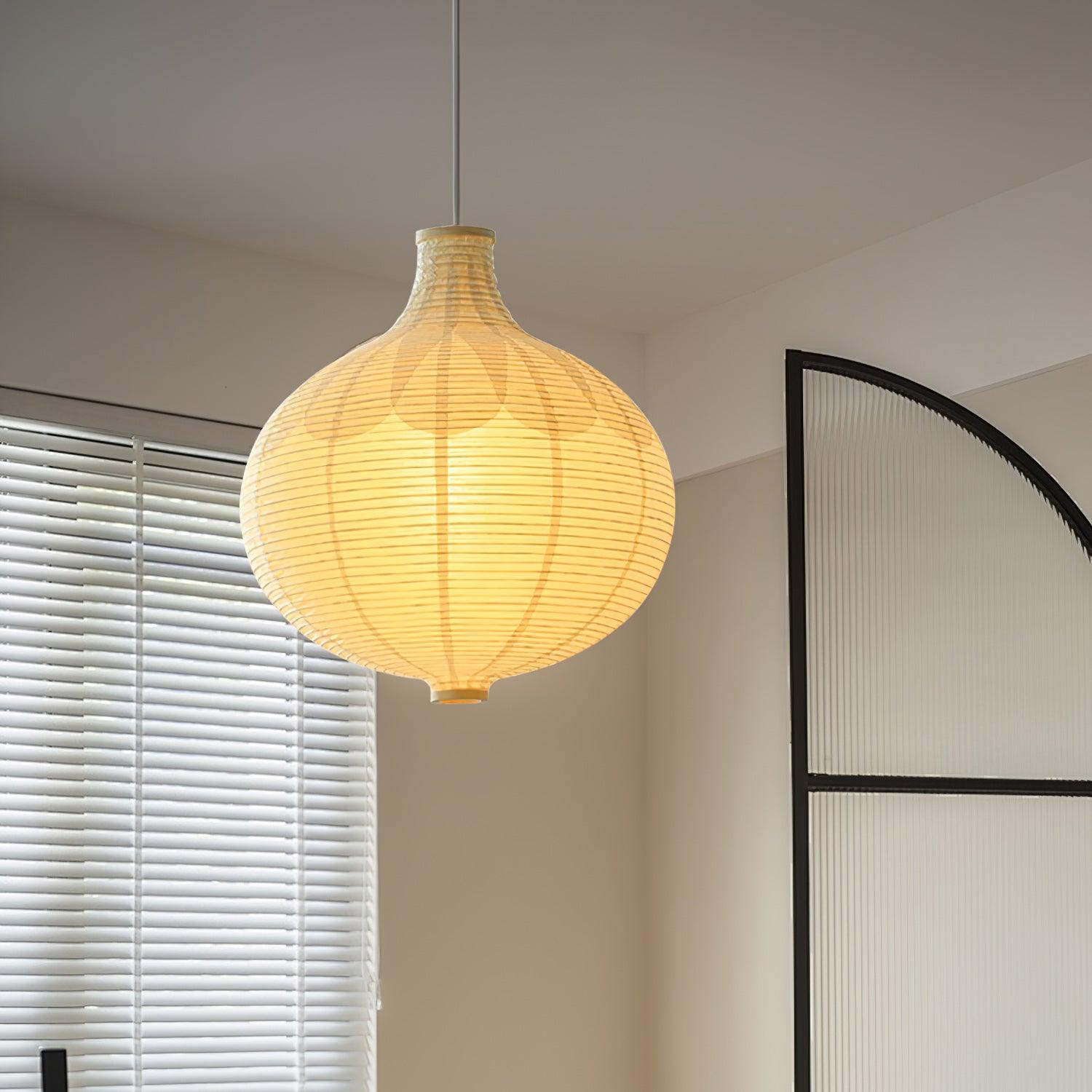 Ritta Japonés Diseño Globo Madera Papel LED Lámpara Colgante Salón