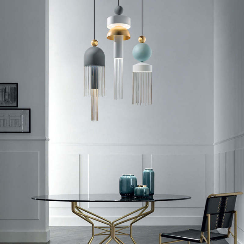 Valentina Moderna Geométrica Metal Lámpara Colgante Azul/Gris