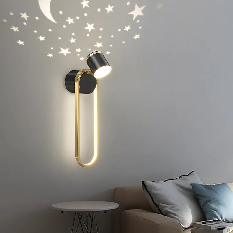 Ray Moderno Geométrico Metal LED Aplique de Pared Negro