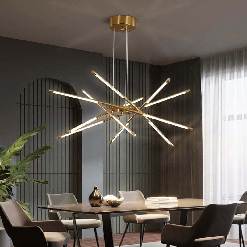 Arisha Moderna Lineal LED Lámpara Colgante Dorada /Negra