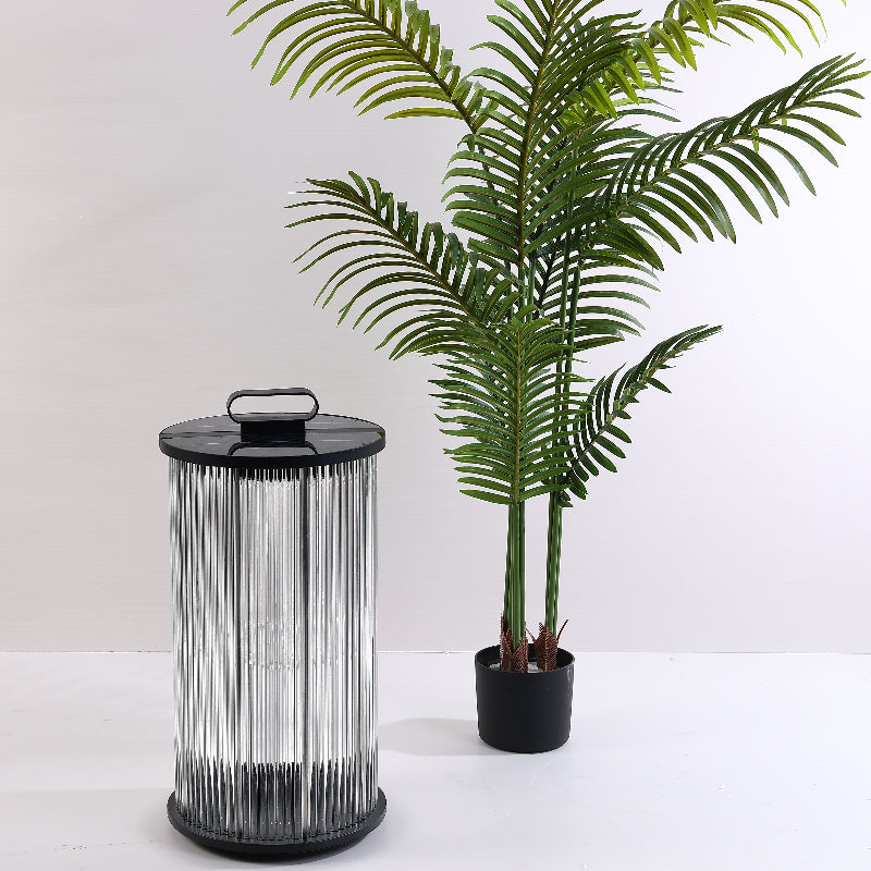 Mira Moderno Geométrico Metal/Vidrio Lámpara de Pie Exterior Negro