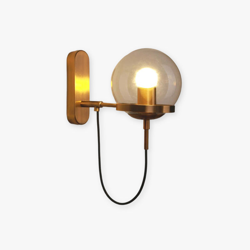 Silva Vintage Globo Metal/Cristal Aplique de Pared Negra/Bronce