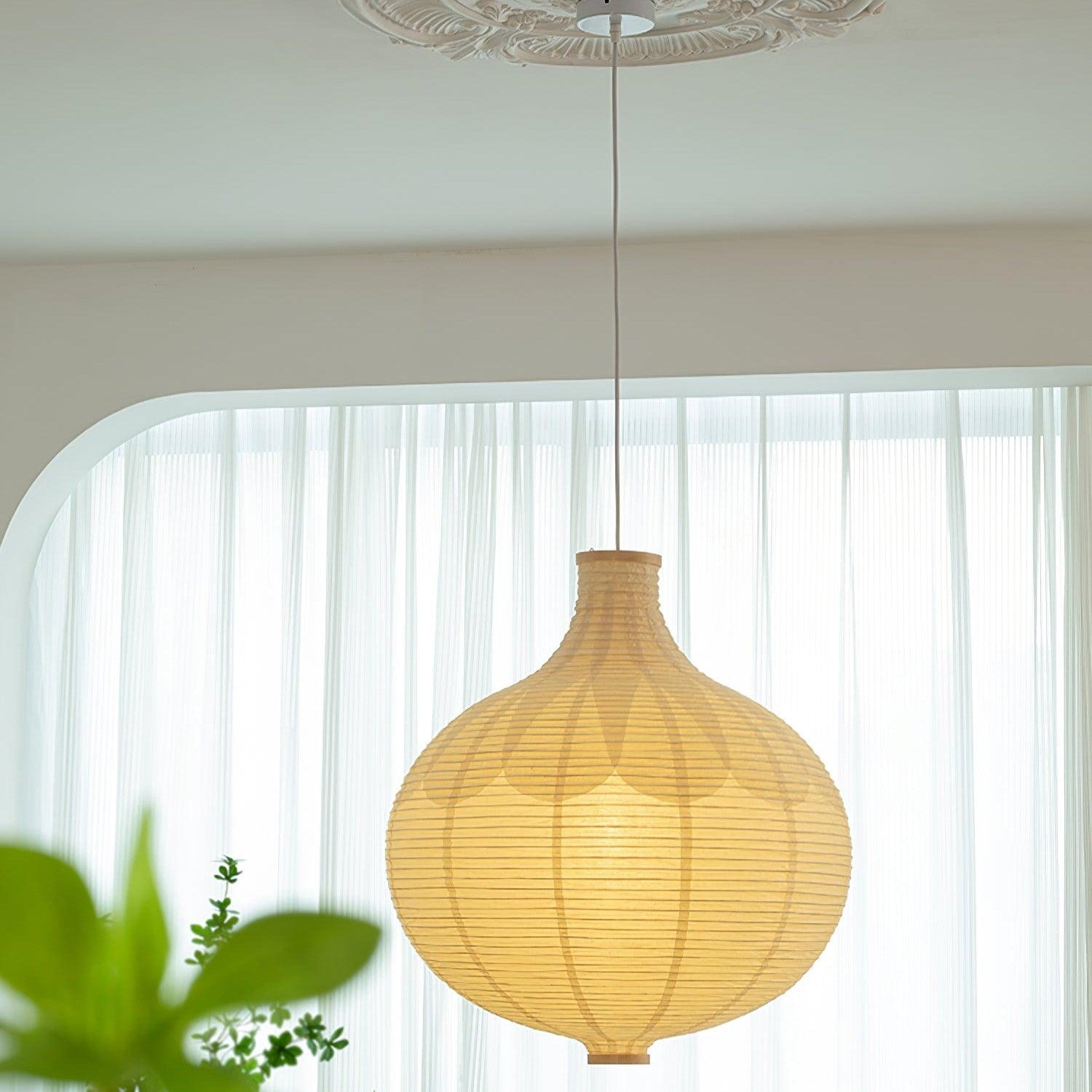 Ritta Japonés Diseño Globo Madera Papel LED Lámpara Colgante Salón
