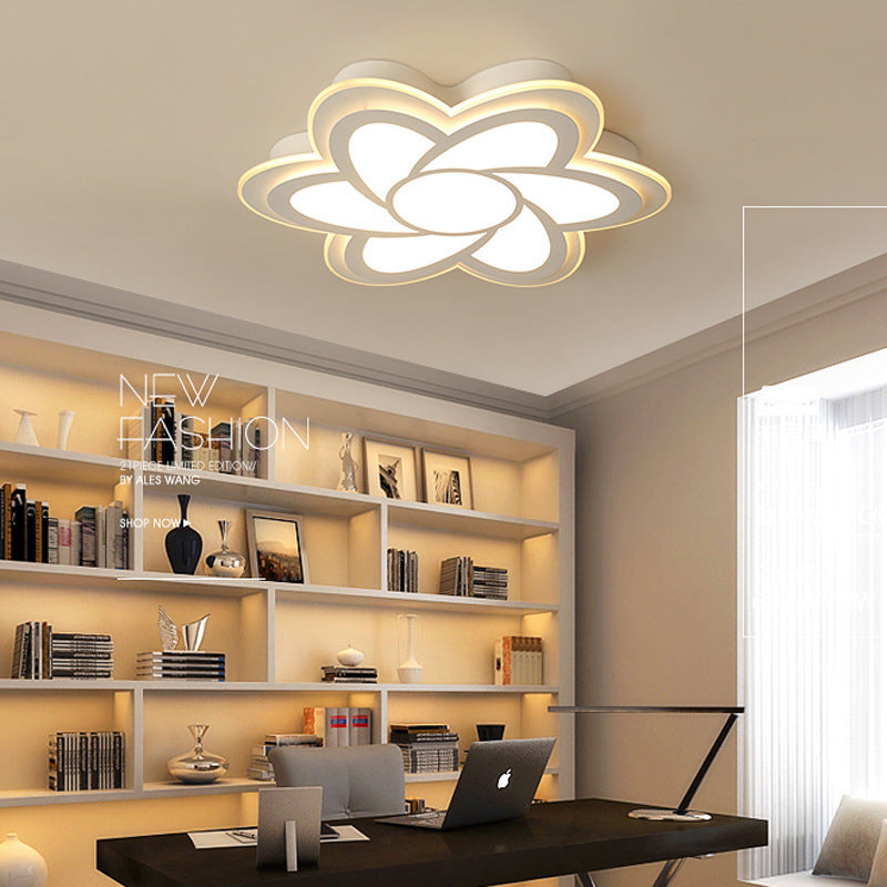 Hana Diseño Flor Metal LED Lámpara de Techo Blanca