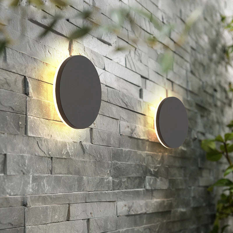 Orr Minimalista Moderno Redondo/Cuadrado Metal LED Aplique de Pared Exterior Negro/Blanco