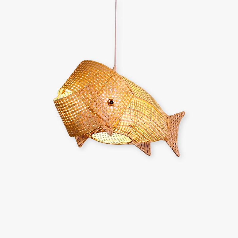 Muto Decorativa Pez Bambú LED Lámpara Colgante Madera