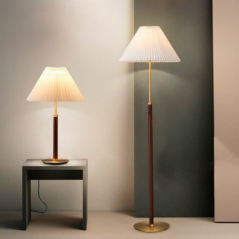 Muto Moderna Simple Metal/Tela Lámpara de Pie/Mesa, Nogal