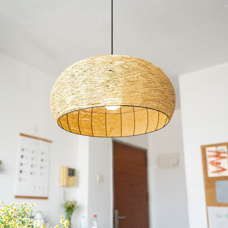 Ritta Diseño Pájaros Nido Metal Ratán LED Lámpara Colgante Comedor