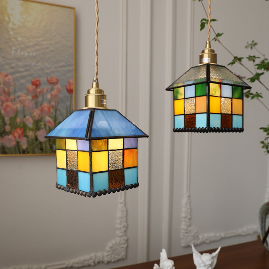 Tiffany Moderno LED Lámpara Colgante Azul Claro Metal/Vidrio Cocina