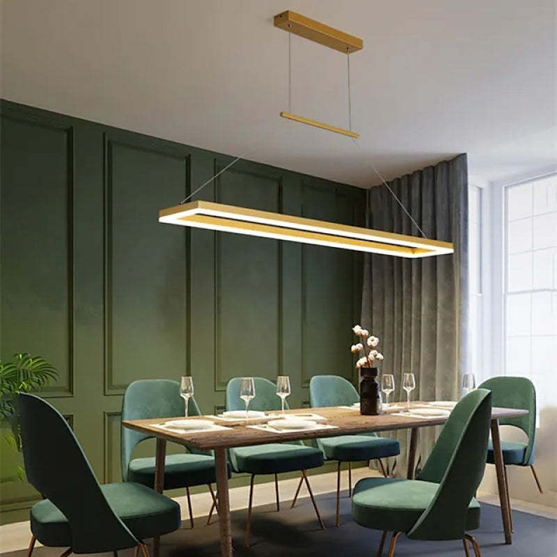 Edge Clásica Rectangular Metal Lámpara Colgante Café/Dorada