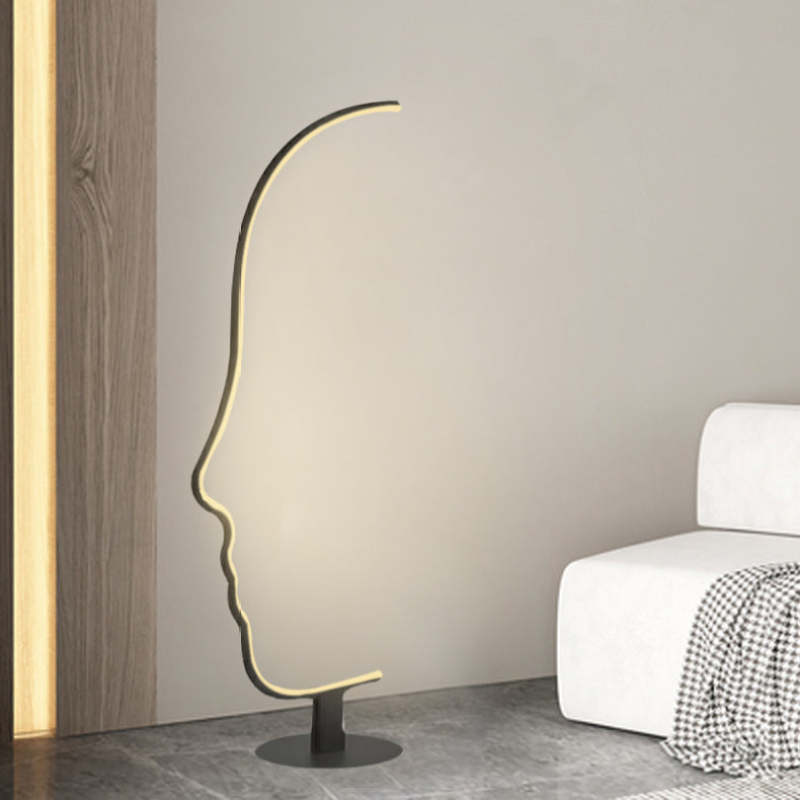 Edge Moderna Diseño Metal/Silicio LED Lámpara de Pie Negra