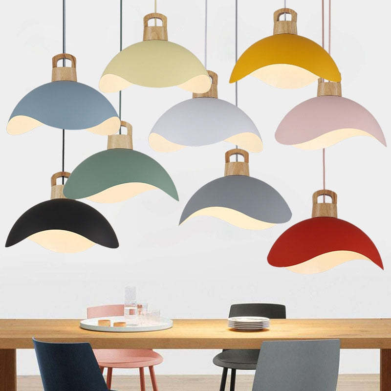 Valentina Decorativa Metal Minimalista Lámpara Colgante Madera