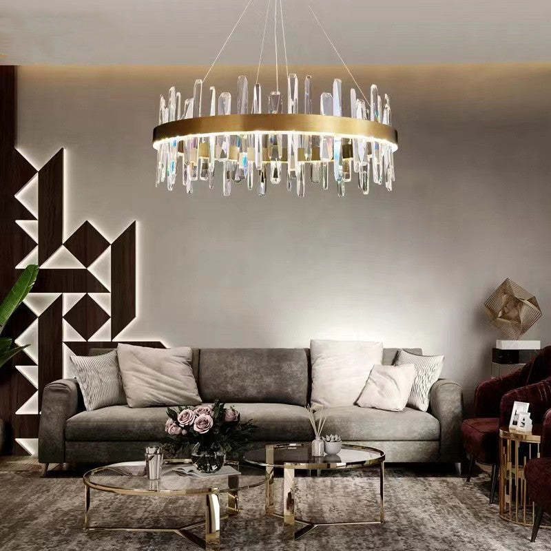 Kristy Moderna Anilla Diseño Cristal Lámpara Colgante Dorada