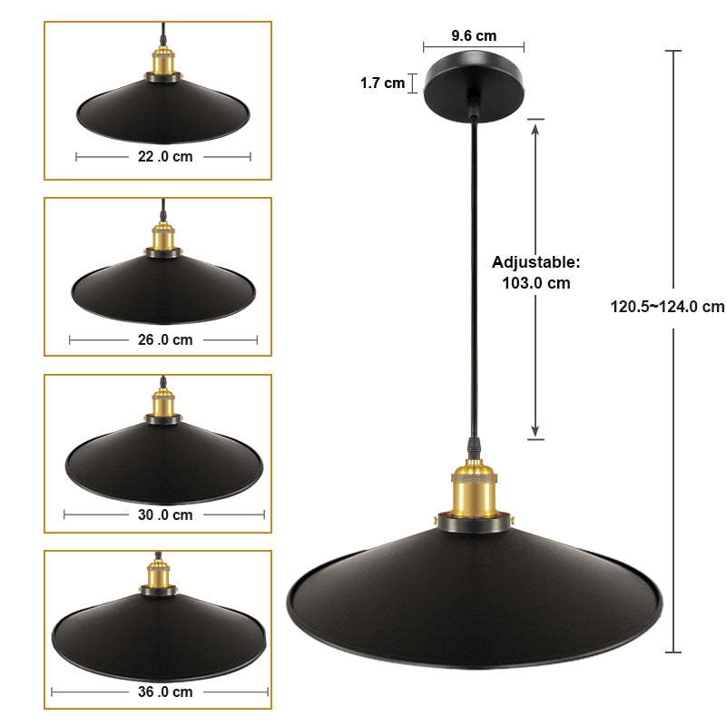 Arisha Industrial Domo Metal  Lámpara Colgante Negra