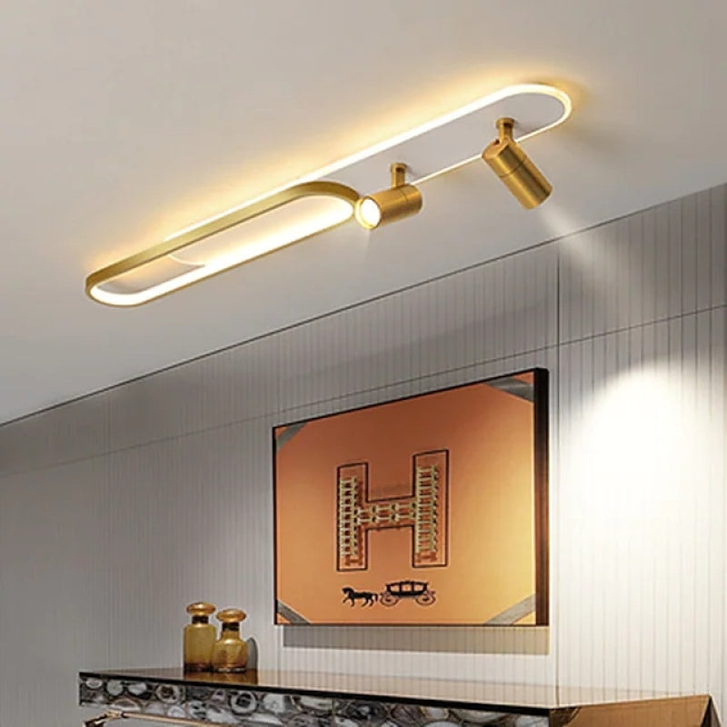 Aim Moderna LED Foco Metal/Acrílica Lámpara de Techo Negra/Dorada