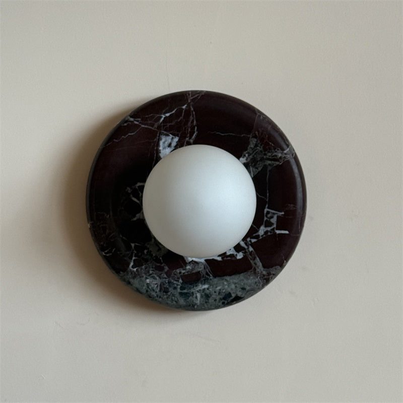 Uzorionis Nordic Art Deep Purple Red Glass Marble Sconce Wall Lamp - Lamp Copper