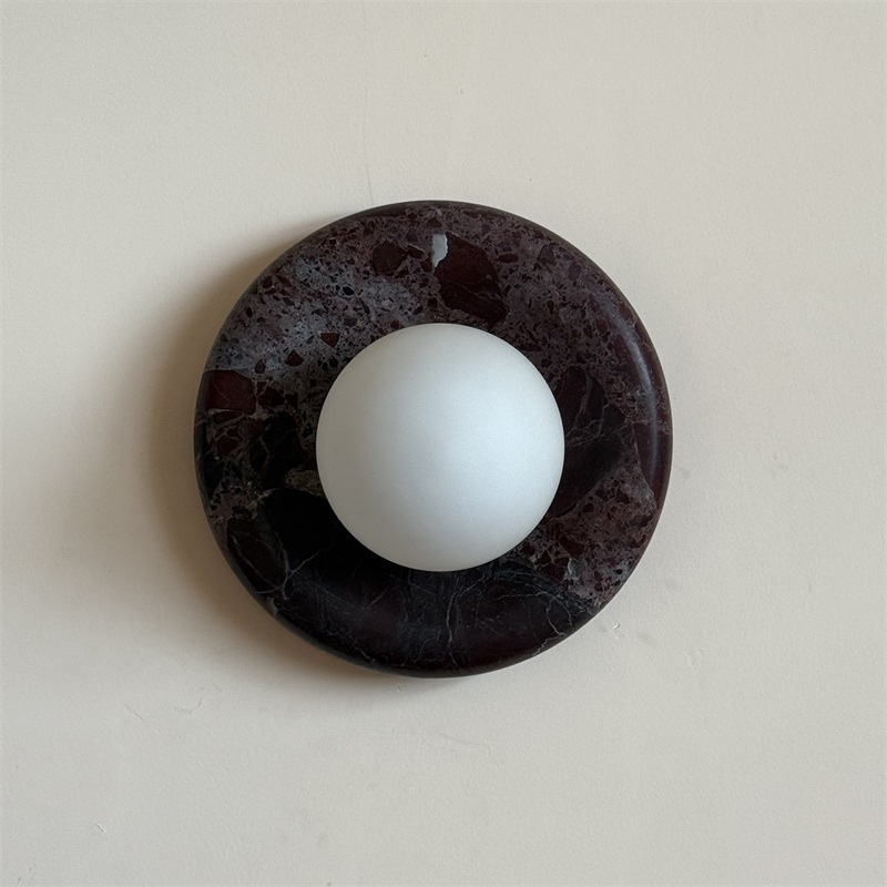 Uzorionis Nordic Art Deep Purple Red Glass Marble Sconce Wall Lamp - Lamp Copper